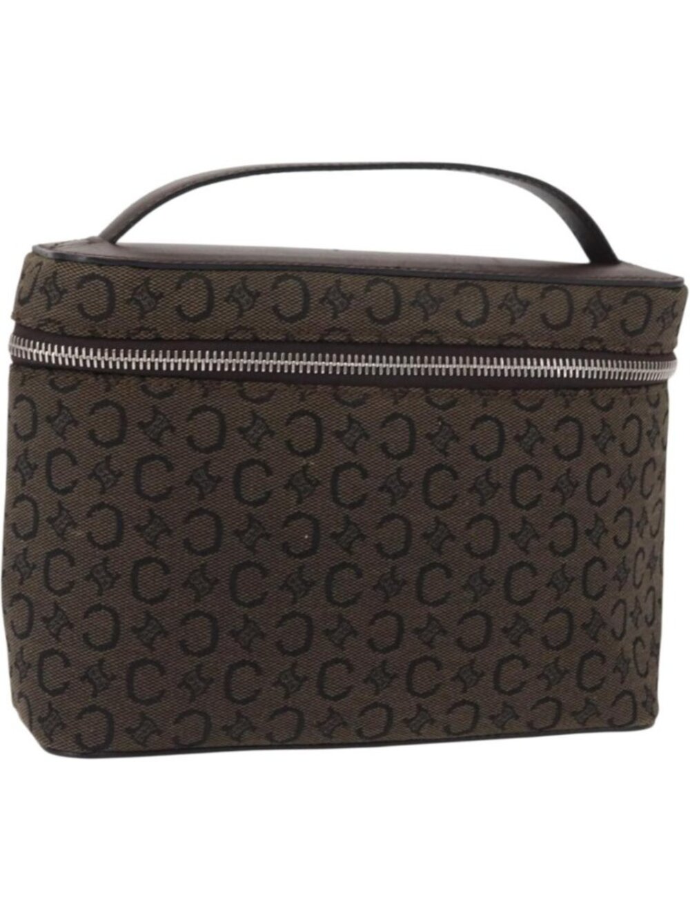 CELINE C Macadam Canvas Vanity Pouch Brown Silver